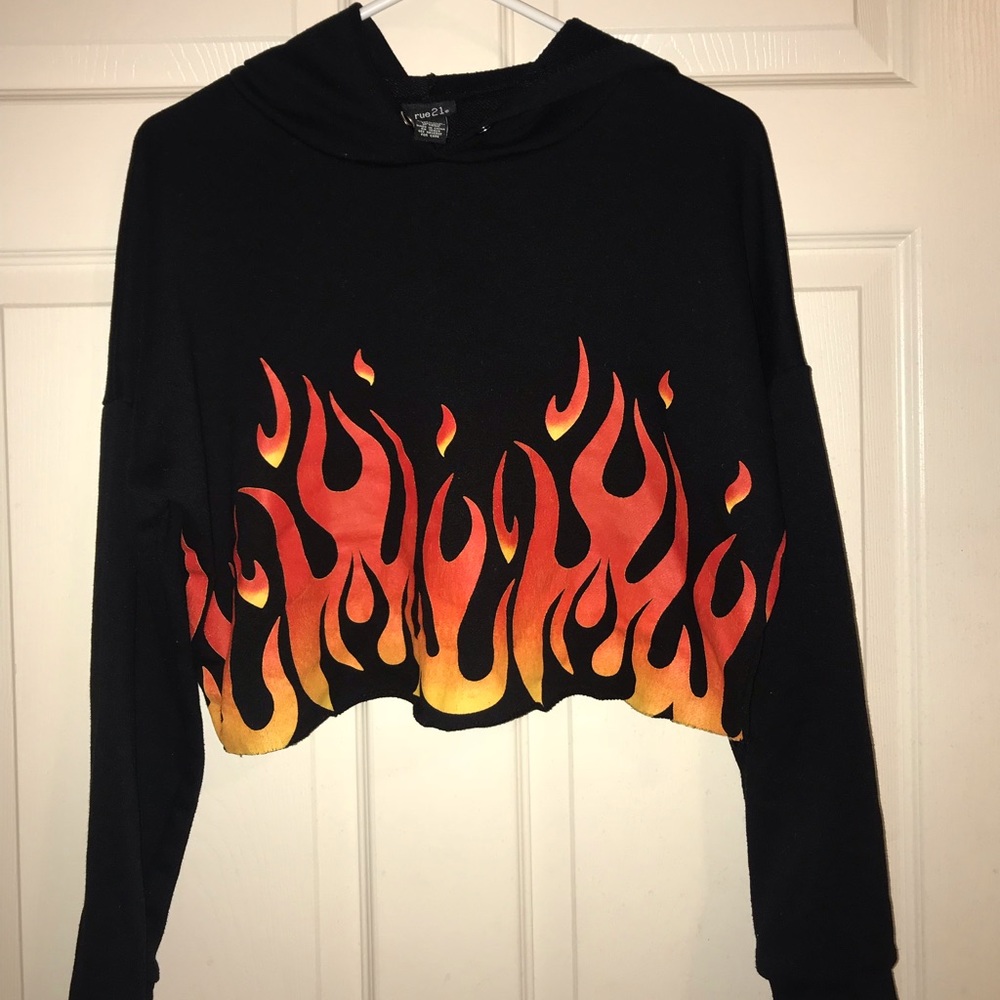 flame cropped hoodie